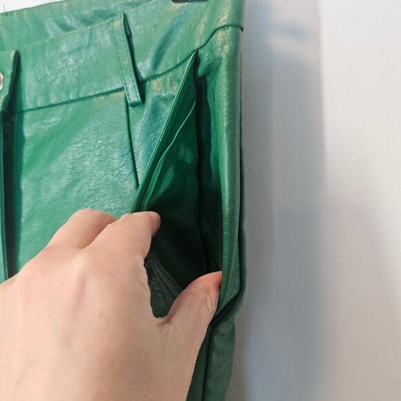 Princess Polly Suki Vegan Green Straight Wide Leg High Waisted Pants Size 4 - Picture 8 of 11